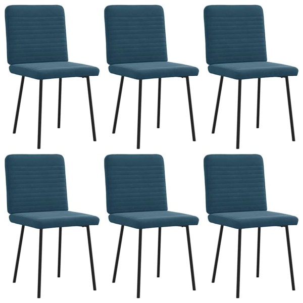 Dining room chairs, 6 pcs., blue, velvet
