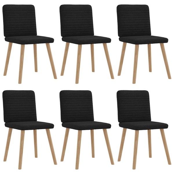 Dining room chairs, 6 pcs., black, fabric