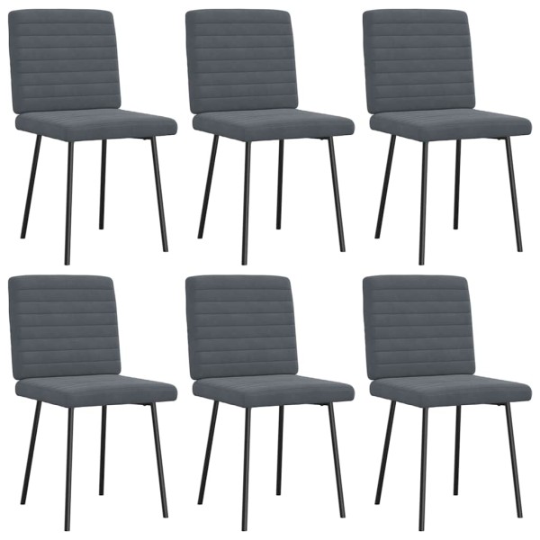 Dining room chairs, 6 pcs., dark gray, velvet