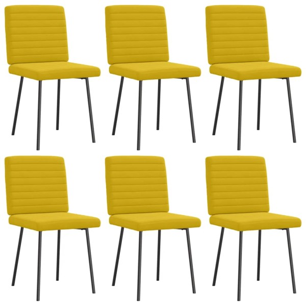 Dining room chairs, 6 pcs., yellow, velvet