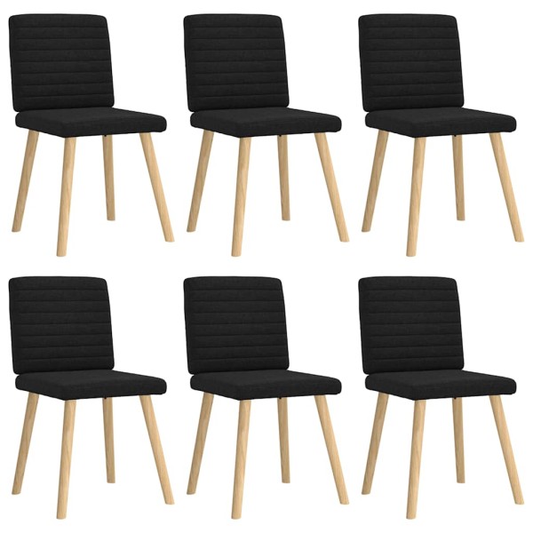 Dining room chairs, 6 pcs., black, fabric