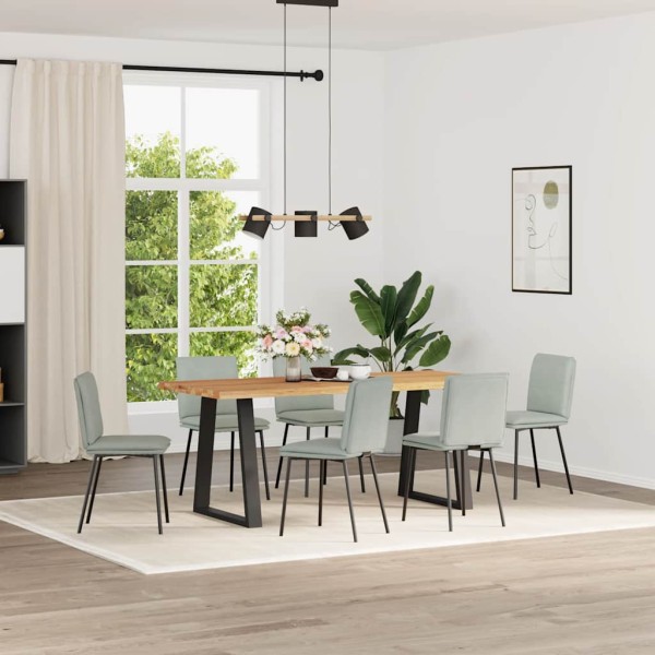Dining room chairs, 6 pcs., light gray, velvet