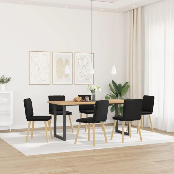 Dining room chairs, 6 pcs., black, fabric