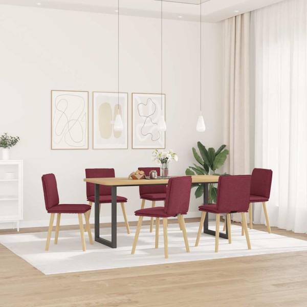 Dining chairs, 6 pcs., red wine color, fabric