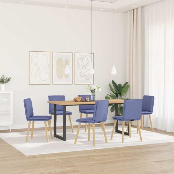 Dining chairs, 6 pcs., denim blue color, fabric