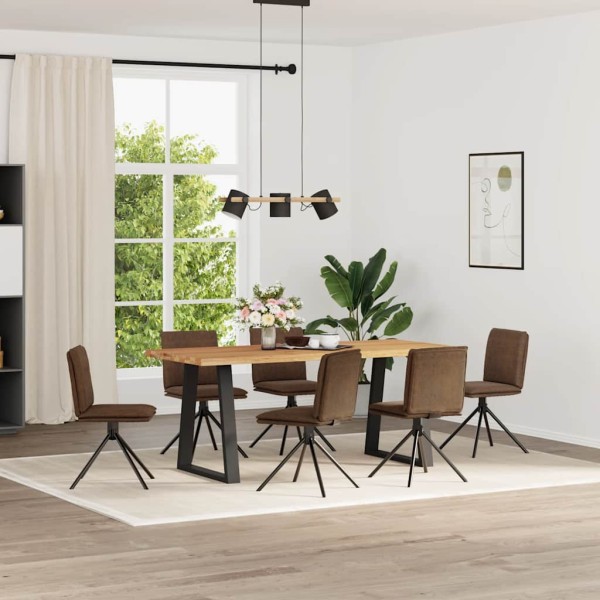 Dining room chairs, 6 pcs., brown color, artificial leather