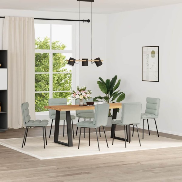 Dining room chairs, 6 pcs., light gray, velvet