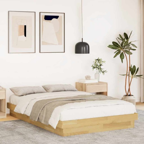 Bed frame without mattress 120x200 cm solid oak