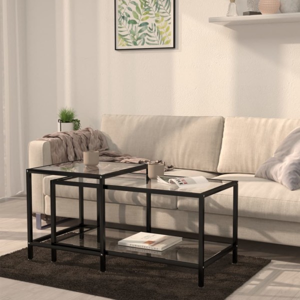 Tea tables, 2 pcs., transparent, tempered glass