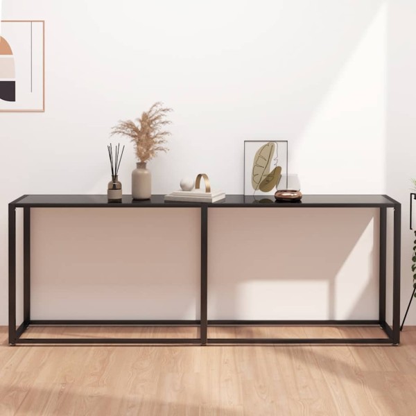 Console table, black, 200x35x75.5cm, glass