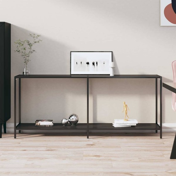 Console table, black, 180x35x75.5cm, tempered glass