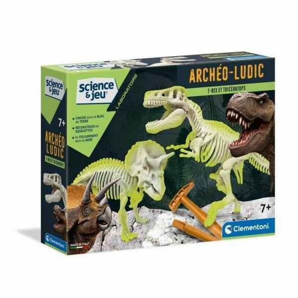 Dinosaurus Clementoni Archéo Ludic - T-Rex & Triceratops Phosphorescent 