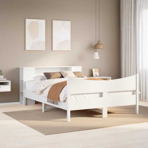Bed frame without mattress, white, 140x200cm, solid pine