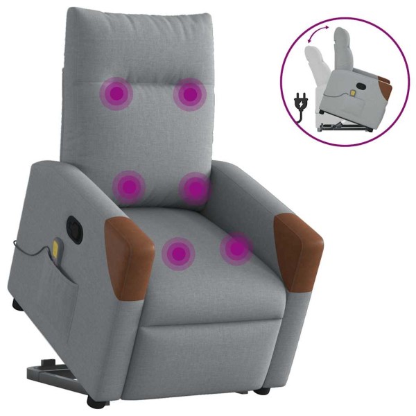 Standing massage chair, light gray, fabric