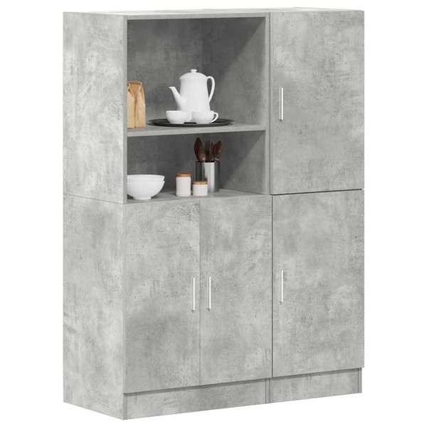 Kitchen cabinet set, 2 parts, concrete gray, wood