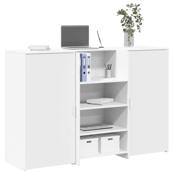 Reception desk, white, 155x50x103.5 cm, processed wood