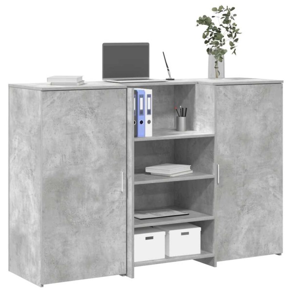Reception desk, concrete grey, 155x50x103.5 cm, treated wood