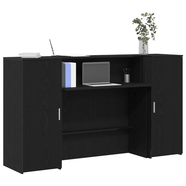 Reception desk, black oak, 180x50x103.5 cm, engineered wood