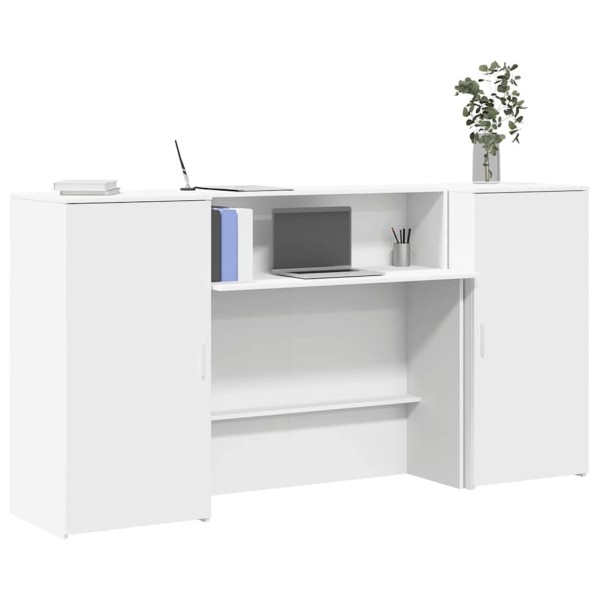 Reception desk, white, 200x50x103.5 cm, processed wood