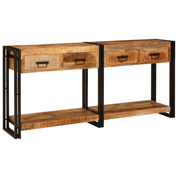 Console tables with drawers 2 pcs Brown Solid mango wood