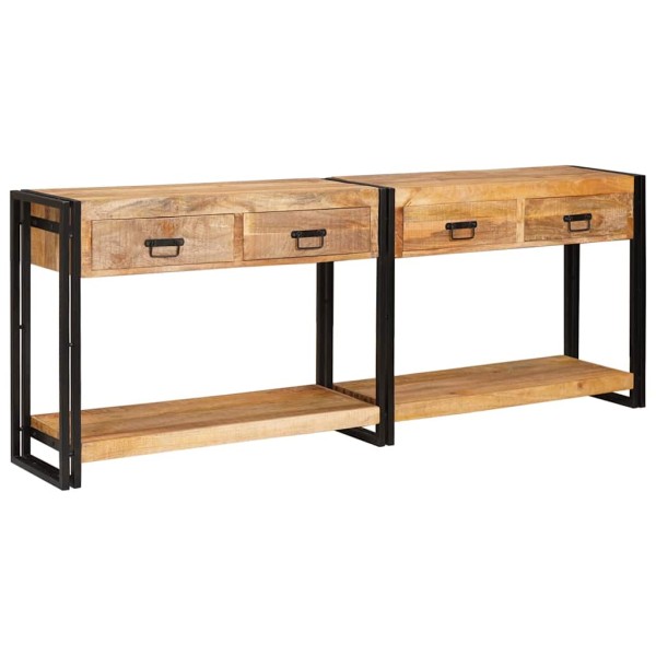 Console tables with drawers 2 pcs Brown Solid mango wood