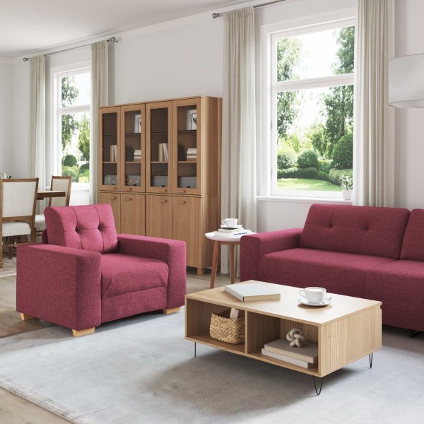 Sofa 3 pcs Wind red 221 x 80 x 80 cm Linen blend fabric