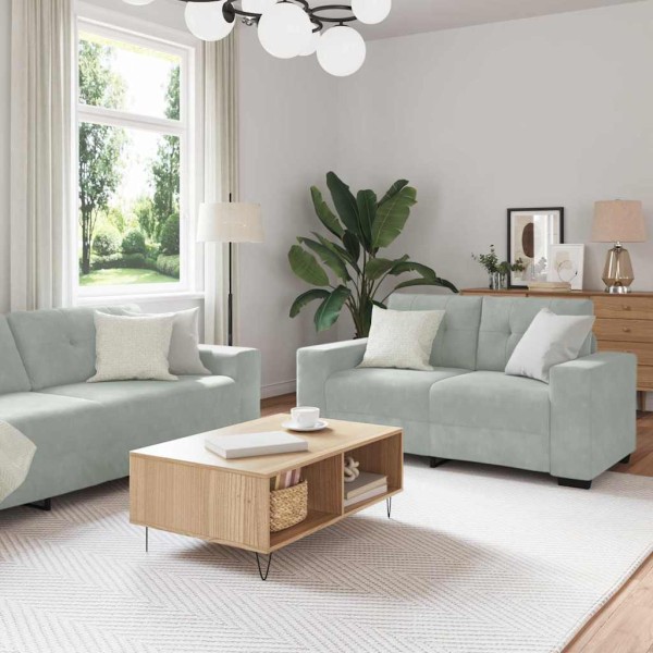 Sofa set 3 pcs Light gray 221 x 80 x 80 cm Velvet