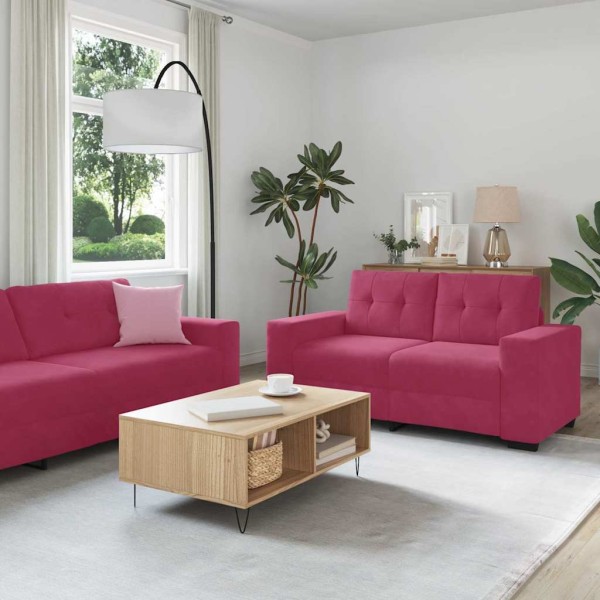 Sofos komplektas 3 pcs Vėjo raudona 221 x 80 x 80 cm Aksomas