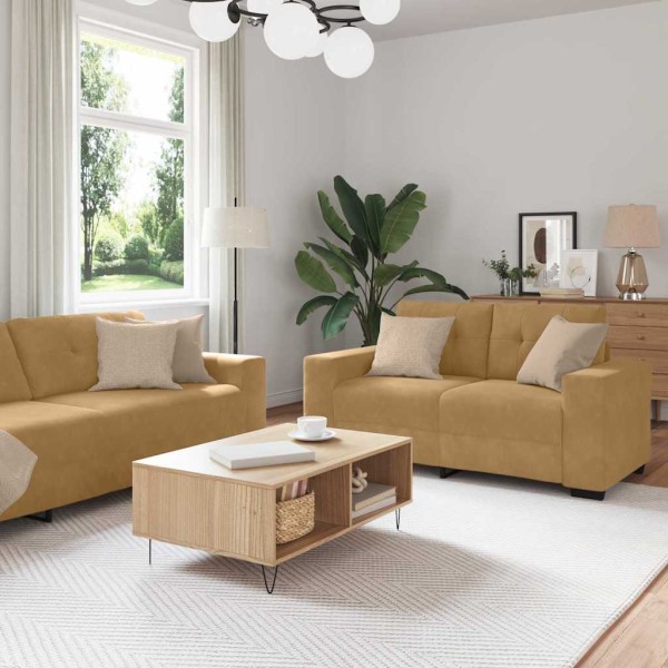 Sofa set 3 pcs Brown 221 x 80 x 80 cm Velvet