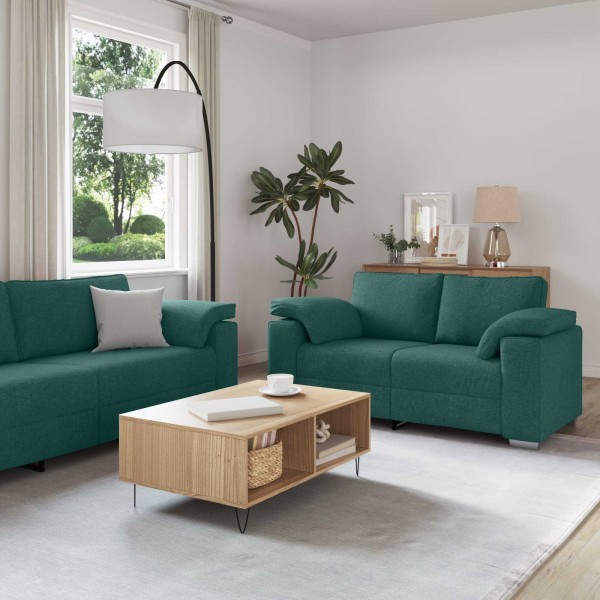 Sofa 3 pcs Dark green 219 x 80 x 82 cm Linen blend fabric