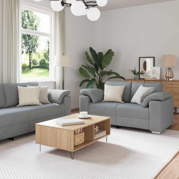 Sofa 2 pcs Šviesiai pilka 219 x 80 x 82 cm audinys