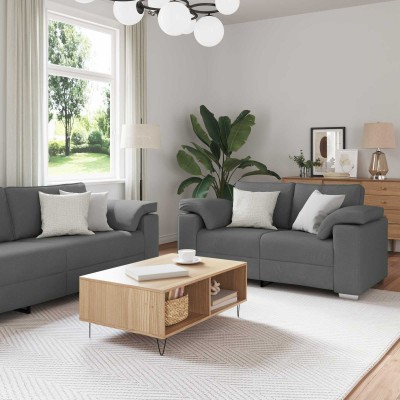 Sofa 2 pcs Dark gray fabric...