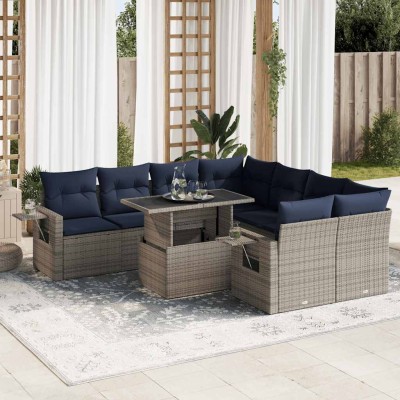 Garden set with cushions, 9...