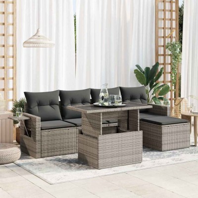 Sofa set with cushions, 6...