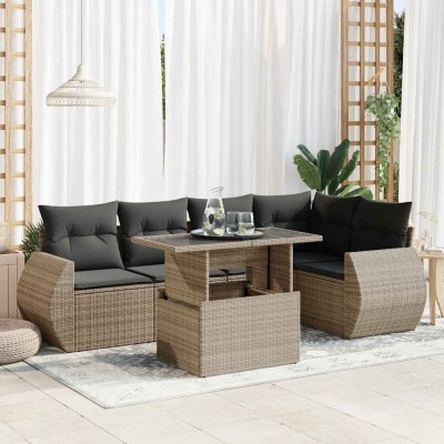 Sofa set with cushions, 6...