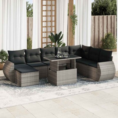 Sofa set with cushions, 9...