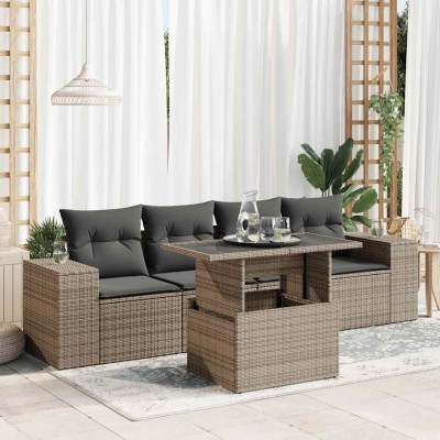 Sofa set with cushions, 5...