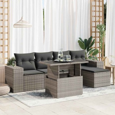 Sofa set with cushions, 6...