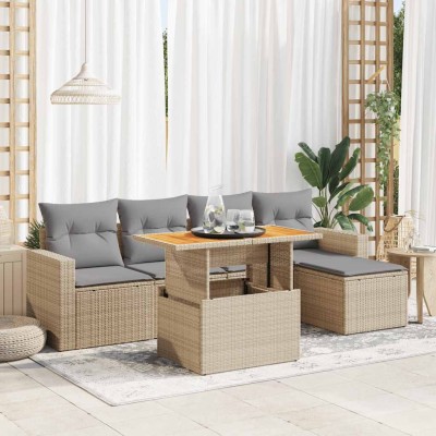 Sofa set with cushions, 6...