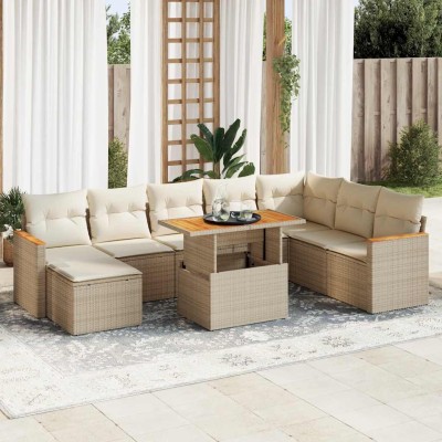 Garden set with cushions, 9...