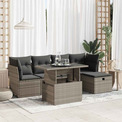 Sofa set with cushions, 6...
