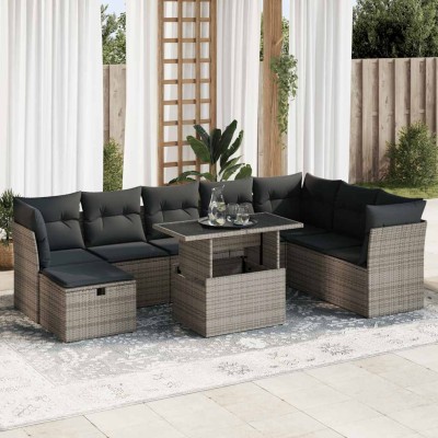 Sofa set with cushions, 9...