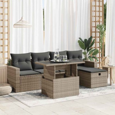 Sofa set with cushions, 6...
