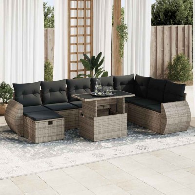 Sofa set with cushions, 9...