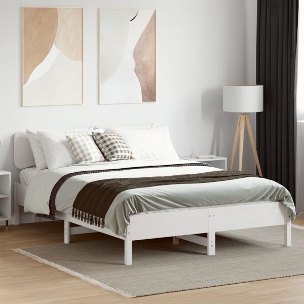 Bed frame without mattress, white, 140x200cm, solid pine