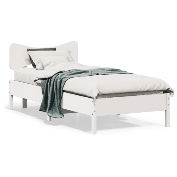 Bed frame without mattress, white, 90x200cm, solid pine