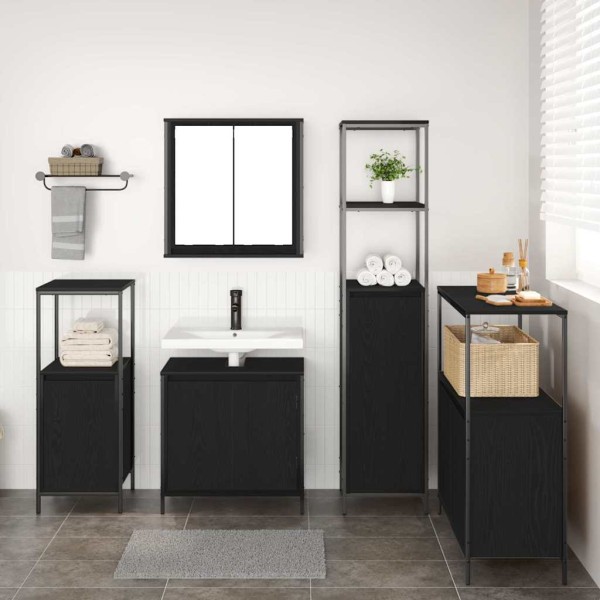 Bathroom furniture set 5 pcs Black oak Processed wood