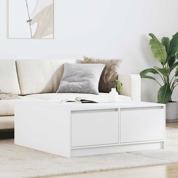 Coffee table with drawers, white, 100x100x40 cm