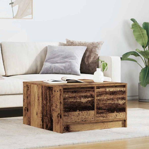 Coffee table with drawers, old wood, 70.5x70x40 cm