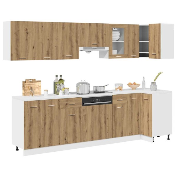 11-piece kitchen cabinet set, Lyon, oak, engineered wood